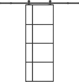 vidaXL ESG üveg és alumínium tolóajtó fémszerelvény-szettel 76x205 cm