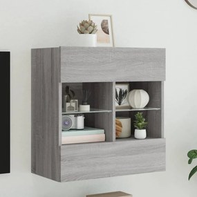 szürke sonoma színű fali TV-szekrény LED-ekkel 58,5x30x60,5 cm