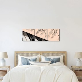Zongora hangjegyekkel képe (órával) (90x30 cm)
