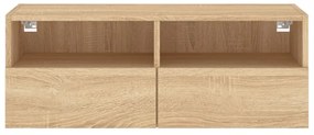 sonoma tölgy színű szerelt fa fali TV-szekrény 80 x 30 x 30 cm