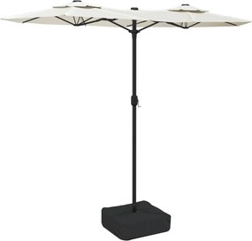 vidaXL homokfehér dupla tetős napernyő LED-ekkel 316x145 cm