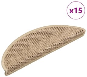 15 db szizál hatású homokszínű öntapadó lépcsőszőnyeg 56x17x3cm