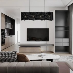 Csillár zsinóron CAMO 4xE27/15W/230V fekete