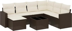 vidaXL 8 részes barna polyrattan kerti ülőgarnitúra párnákkal
