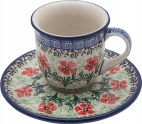 Eszpresszó csésze 60 ml csészealj Művészi kerámia Bolesławiec dek 1916