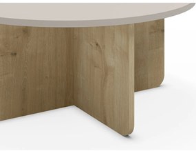 Krémszínű-natúr színű kerek dohányzóasztal tölgyfa dekorral ø 80 cm Hillary – Marckeric