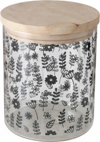 Virágmintás üveg ételtároló doboz Fedéllel