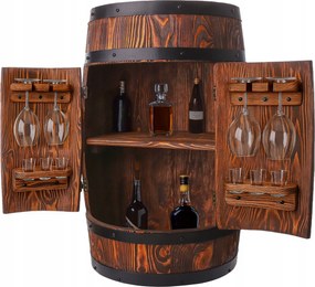 Fa bárpult alkoholos boroshordó pohártartóval 80x55 cm