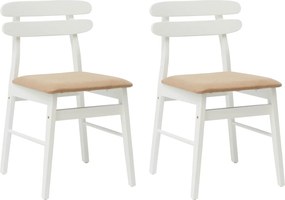 vidaXL Étkezőszék 2 pcs Fehér és barna Tömör Gumi Fa