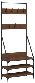 barna tölgyszínű ruhafogas cipőpolccal 72x34x184 cm