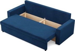 Zeus kanapéágy, bársony, hab töltet, egyenes kartámasz, kék