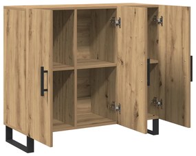 3 ajtós oldalszekrény Kézműves tölgy 90x34x80 cm Műszaki fa