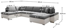 Széthúzható ülőgarnitúra  Matras (soro 93 + fehér öko-bőr) (B) . 1064011