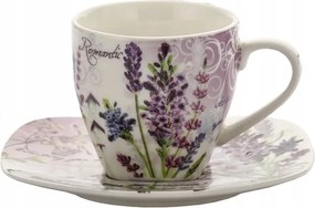 Porcelán Teáscsésze Készlet 2 Darabos Levendula Elegáns Szett