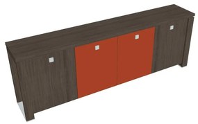 Verno+ alacsony szekrény 260 x 46 x 90 cm, kombinált ajtó, antracit tölgy / narancs