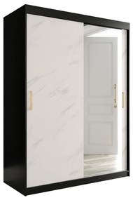 Ruhásszekrény 150 cm Marbelo T2 (matt fekete + fehér márvány). 1064590