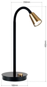 Orion - Dimmelhető, hajlítható asztali lámpa DOTTY 1xGU10/10W/230V fekete/sárgaréz