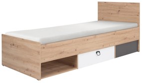 Egyszemélyes ágy 90x200 cm Kevyt 11 (artisan tölgy + fehér + grafit) (ágyráccsal). 1087395