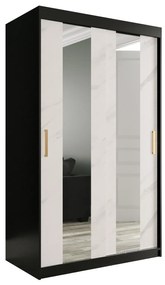 Ruhásszekrény 120 cm Marbelo P (matt fekete + fehér márvány). 1064514