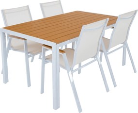 Kerti rakásolható szék, fehér acél/tölgy, BONTO