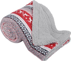 Kétoldalas bárány takaró, téli motívum, 150x200, RENIFE