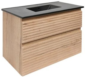 Naturel Savona Fürdőszobaszekrény mosdóval, 2 fiókos 78x53x44,8 cm matt Halifax tölgy SAVONA280DHC