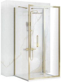 Rea Rapid Fold, 3 falas zuhanykabin 90 (ajtó) x 80 (fal) x 80 (fal) x 195 cm, 6/4mm átlátszó üveg, arany fényes profil, KPL-09403