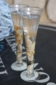 Zselégyertya pohárban kagylókkal díszítve 16cm