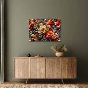 Üveg kép - Narancs-vörös virágok (70x50 cm)