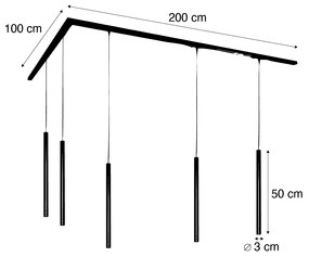 Modern sínrendszer 5 függőlámpával fekete 1 fázisú - Iconic Frini