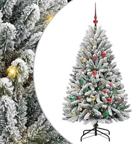 vidaXL Mű karácsonyfa 150 LED-del Zöld és Fehér 150 cm PVC és fém