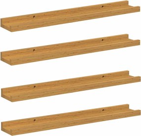 vidaXL Falpolc polcokkal tárolóval 4 pcs Bézs 60 x 9 x 3 cm Faanyag