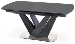 Asztal Houston 1238Fekete, Sötétszürke, 77x90x160cm, Hosszabbíthatóság, Közepes sűrűségű farostlemez, Üveg, Fém