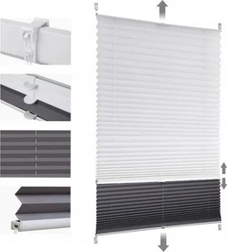 Pliszírozott Roló Nappal Éjszaka Pliszírozott Dupla Fehér-szürke Sekey 85 X 130 CM