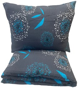 Krepp lapok Pitypang kék TiaHome - 1x Párna 90x70cm, 1x Paplan 140x200cm