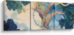 Kép – Kozmikus fa (órával) (90x30 cm)