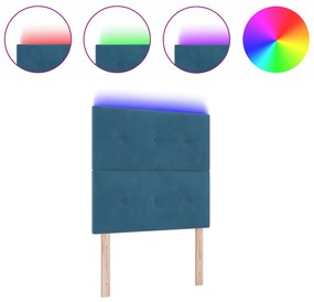 LED Fejtámla Sötét Kék 90 cm Bársony