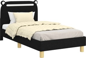 vidaXL Gyerekágy kerettel fejtámlával Fekete 80 x 160 cm szövet