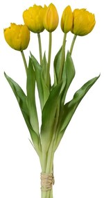 Tulipán műcsokor 5 db sárga, magassága 38 cm