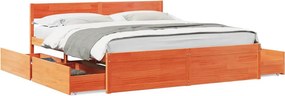 vidaXL viaszbarna tömör fenyőfa ágy matrac nélkül 180 x 200 cm