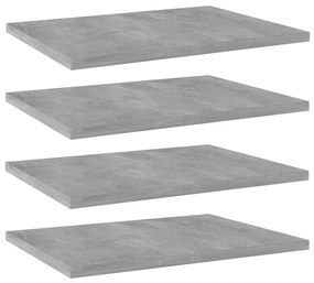 4 db betonszürke szerelt fa könyvespolc 40 x 30 x 1,5 cm