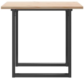 Tömör fenyőfa és acél étkezőasztal O-vázzal 80x80x75,5 cm