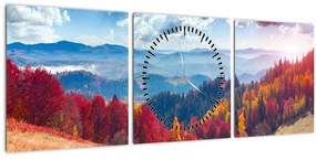 Egy kép egy színes őszi tájról (órával) (90x30 cm)