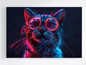 Vászonkép Canvas Portré Macska Rózsaszín Szemüveg Techno Nerd 120x80