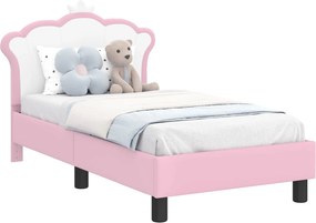 vidaXL Gyerekágy keret fejtámlával Rózsaszín 70 x 140 cm PU