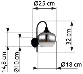 Globo 15548W - Fali lámpa MAXY 1xE27/40W/230V fekete