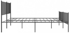 fekete fém ágykeret fej- és lábtámlával 200 x 200 cm