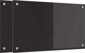 vidaXL Konyhai splashback 2 pcs Fekete 70 x 40 cm edzett üveg