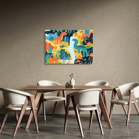 Üveg kép - Vidám dinoszauruszok (70x50 cm)