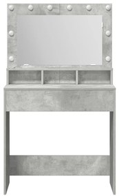 Sminktükör LED Fénnyel Beton Szürke 79x41x135 cm